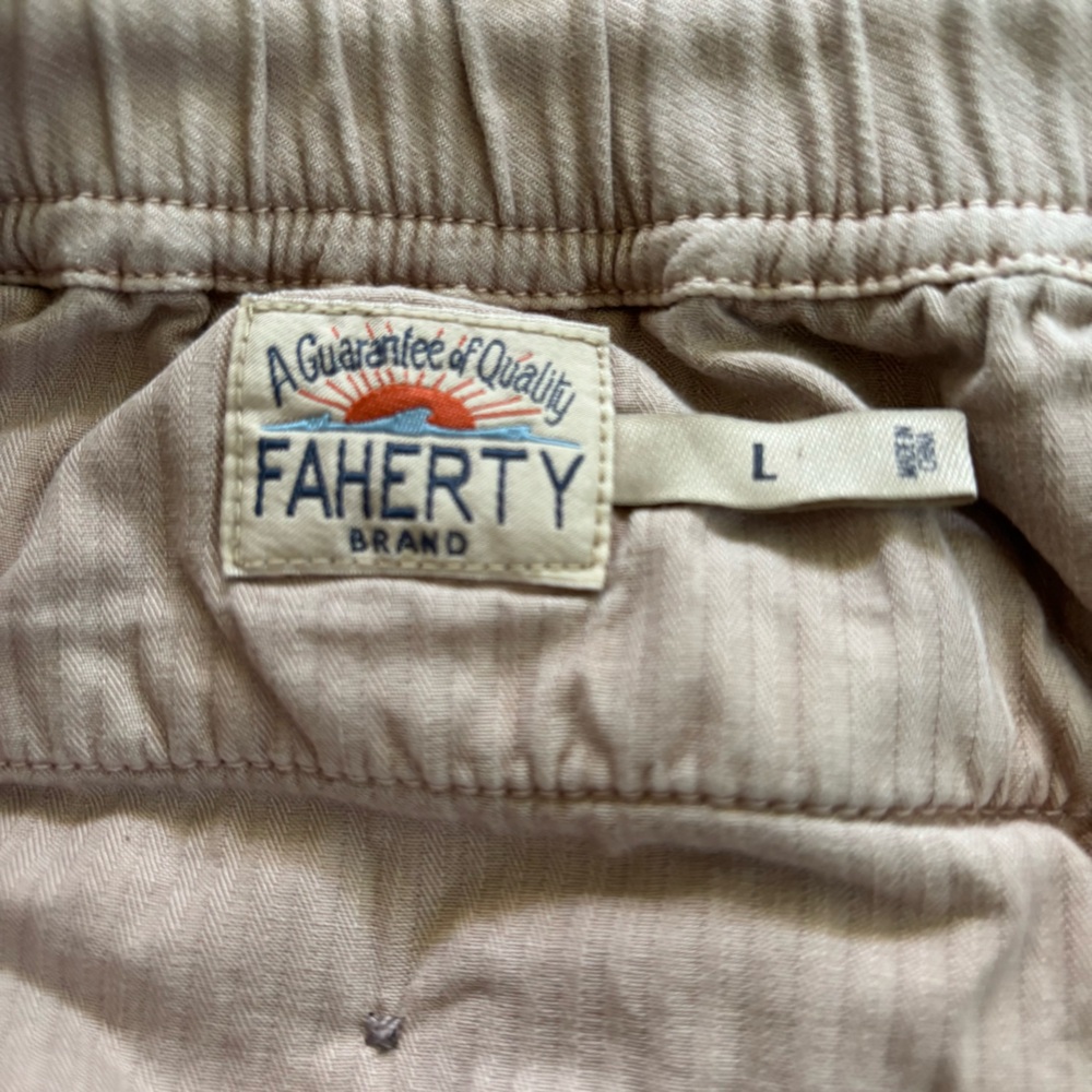 Faherty Pull-on Shorts Organic Cotton Tencel Linen Blend Mauve Men’s Size Large - Picture 3 of 14
